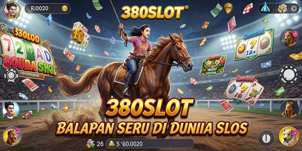 Tampilan seru dari gameplay balapan di 380SLOT.