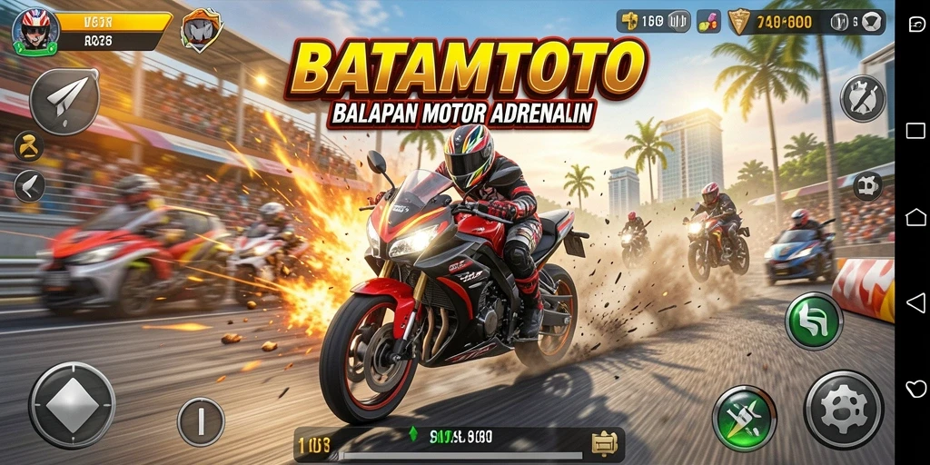 Gameplay balap motor yang seru dan penuh adrenalin.