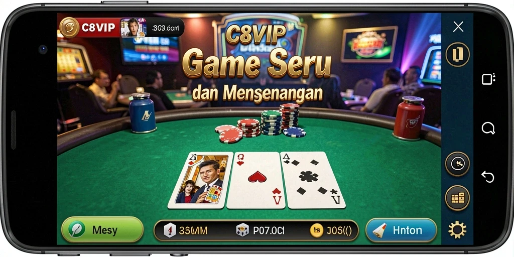 Tampilan gameplay poker di C8VIP yang menegangkan dan mengasyikkan.