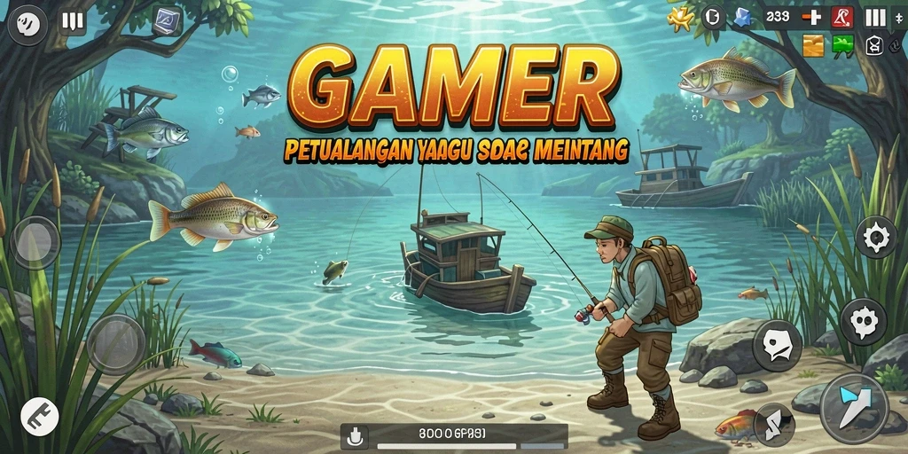Tampilan gameplay yang mendebarkan saat memancing.