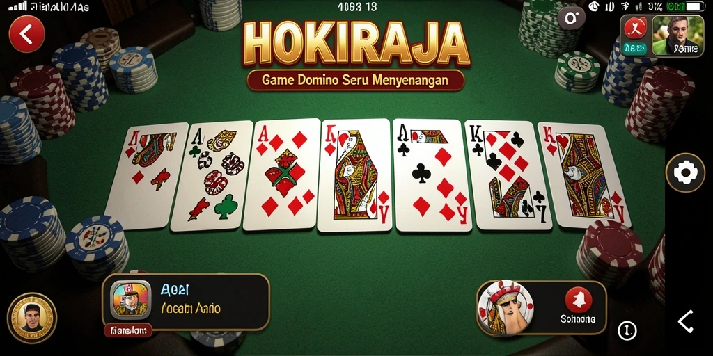 Screenshot gameplay HOKIRAJA menampilkan aksi seru permainan Domino.