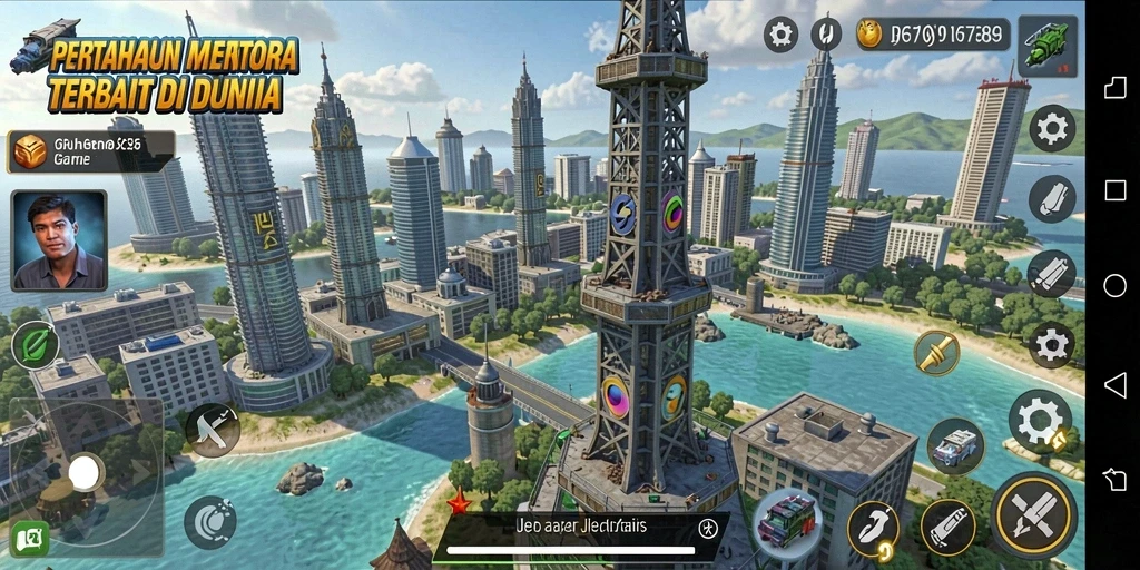 Tampilan gameplay seru di JP6789 dengan menara pertahanan yang kuat.