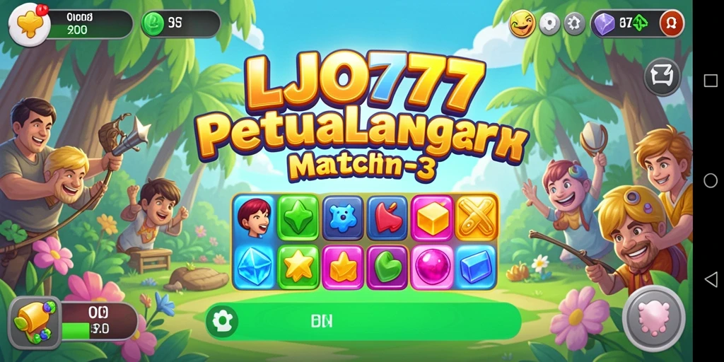 Screenshot gameplay LJO777 yang menunjukkan aksi Match-3 yang menarik.