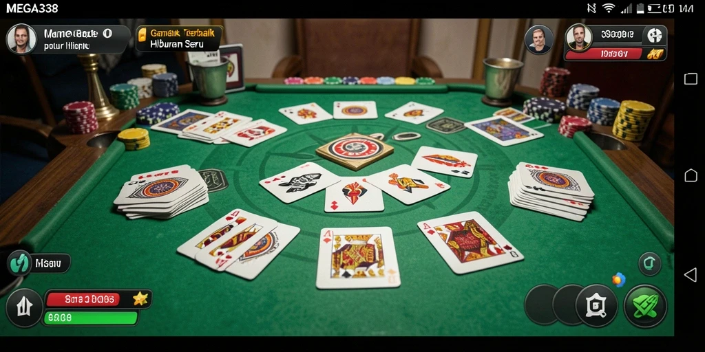 Screenshot utama MEGA338 menampilkan gameplay menarik dari permainan Gaple.