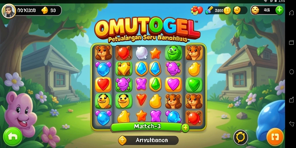 Tampilan gameplay seru dari game Match-3 OMUTOGEL.