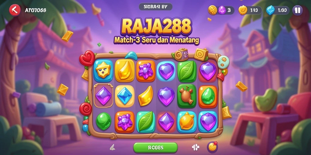 Tangkapan layar gameplay RAJA288 yang menarik dalam permainan Match-3.