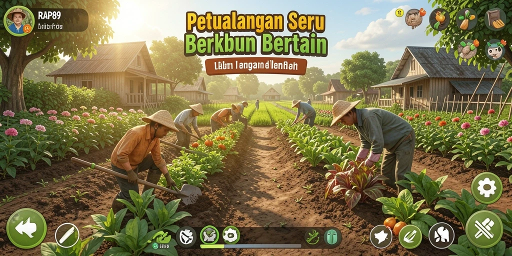 Screenshot gameplay RAP89 menunjukkan petualangan seru bertani.