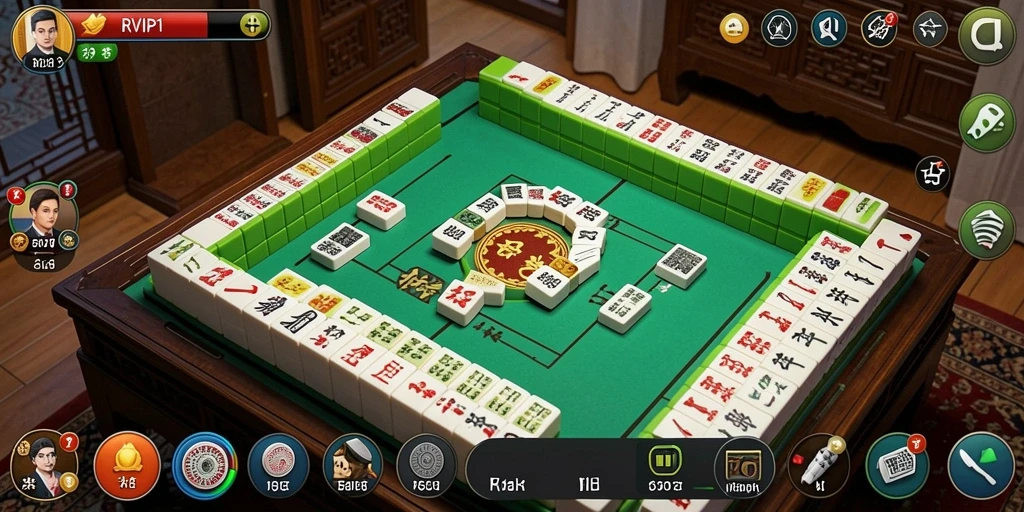 Tampilan gameplay menarik dari RVIP1 saat bermain Mahjong.