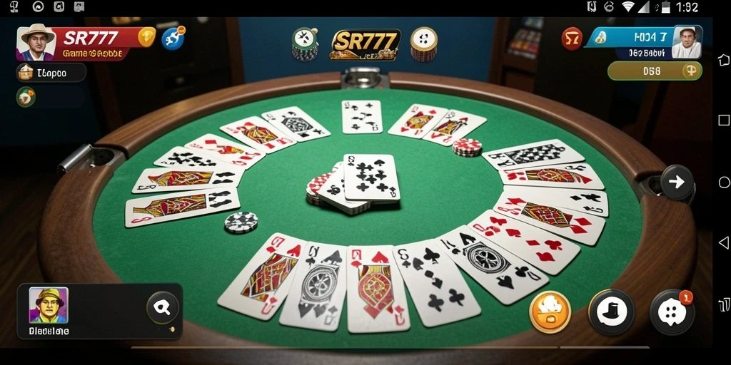 Screenshot gameplay Gaple SR777 yang menunjukkan interaksi antar pemain.