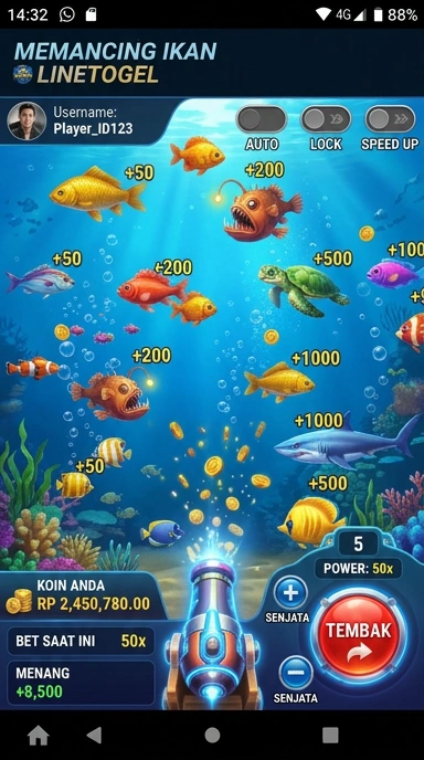 Screenshot fitur premium pada aplikas linetogel yang menarik.
